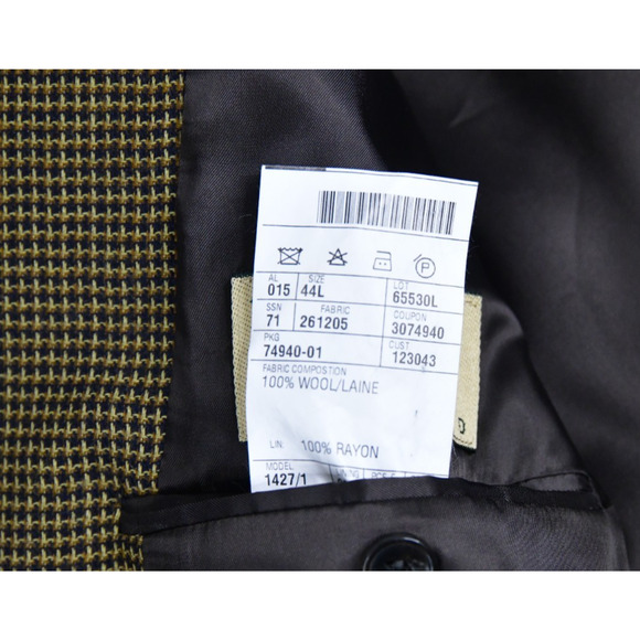 Joseph Abboud Blazer Men's 44L (44R) Brown Micro Check Sport Coat Jacket - Picture 3 of 11